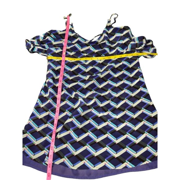 RIELEY Women's Small Geometric Print Mini Dress 100% Silk Polyester Lining READ - Picture 9 of 16